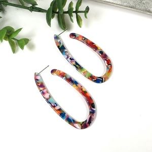 Multicolored Elongated Hoop Earrings